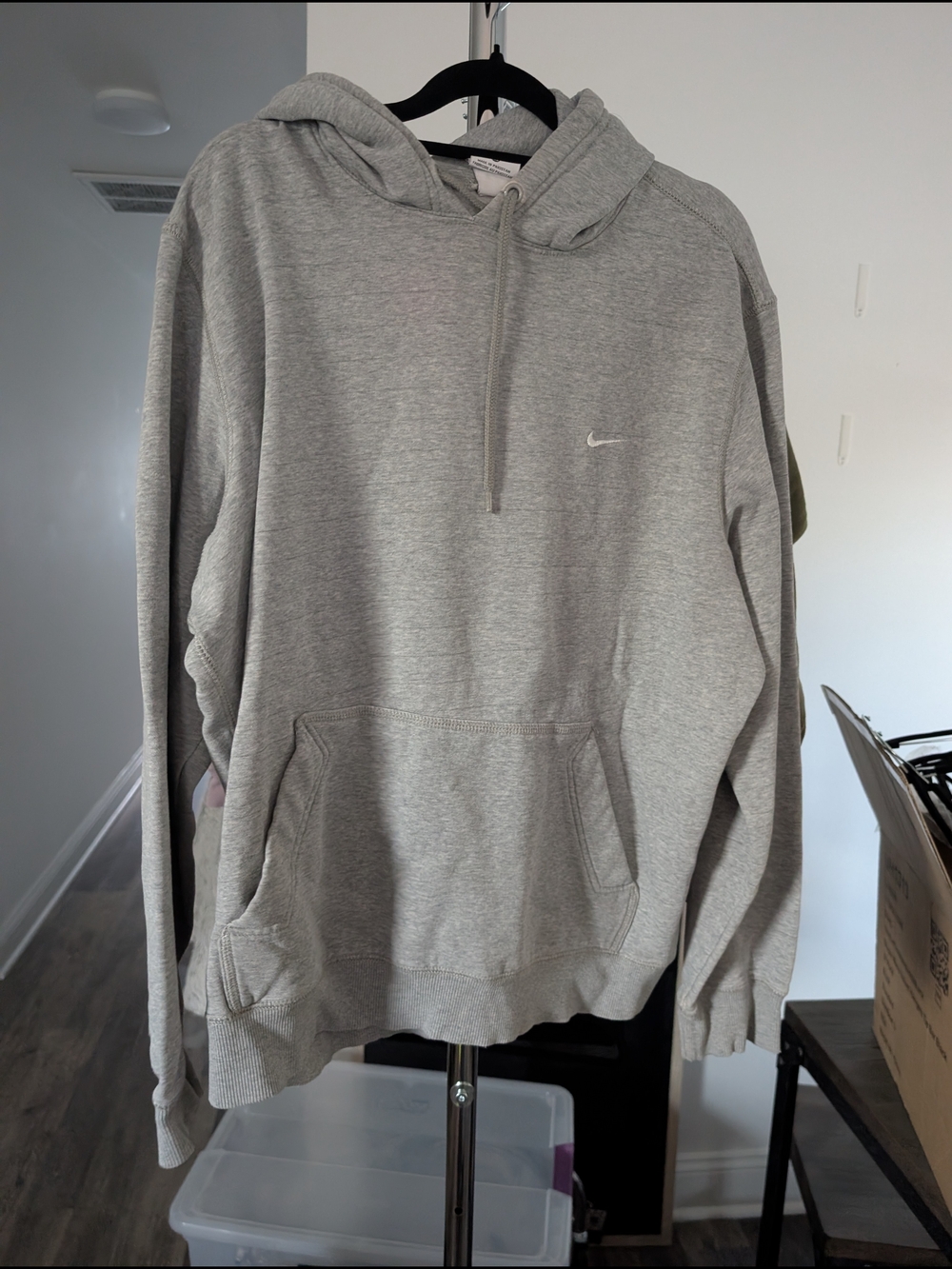 Nike Light Gray Pullover Hoodie with Small Swoosh